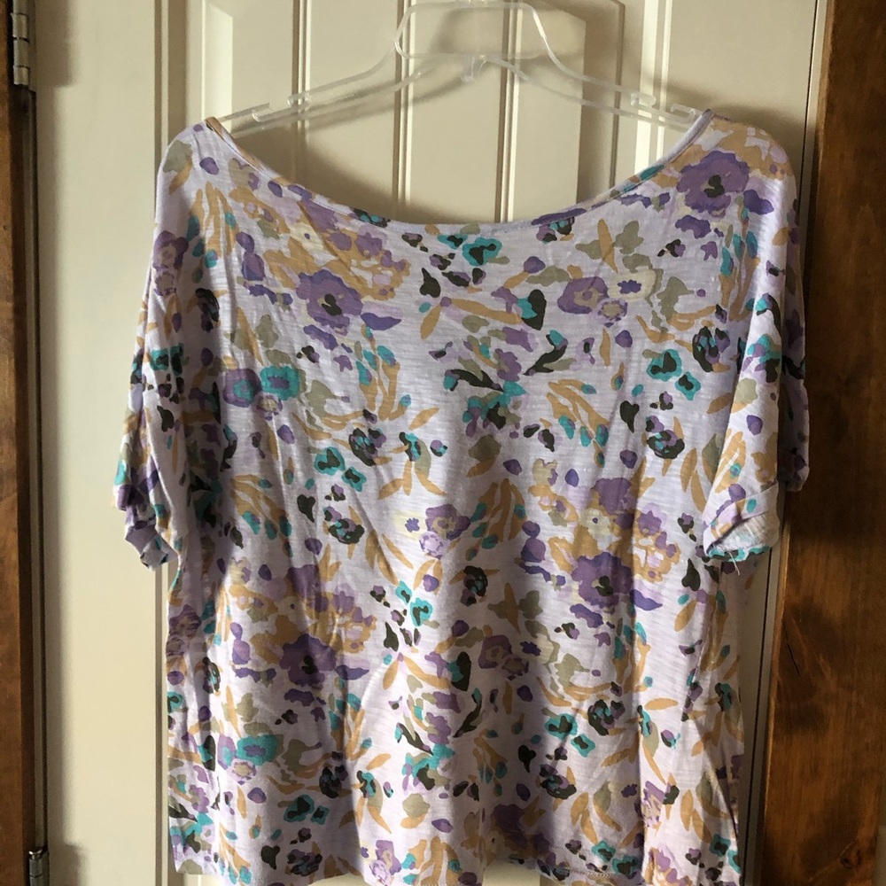 Jacklyn Smith-Orchid-Patterned V Neck-ShSl Tee-XL - Picture 3 of 6